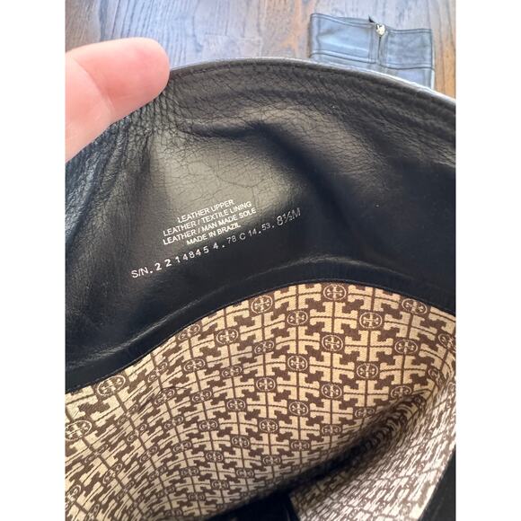 TORY BURCH Eloise Women's Boot US 8 Black Leather Zip Tall Riding Boots FLAW - Picture 10 of 13